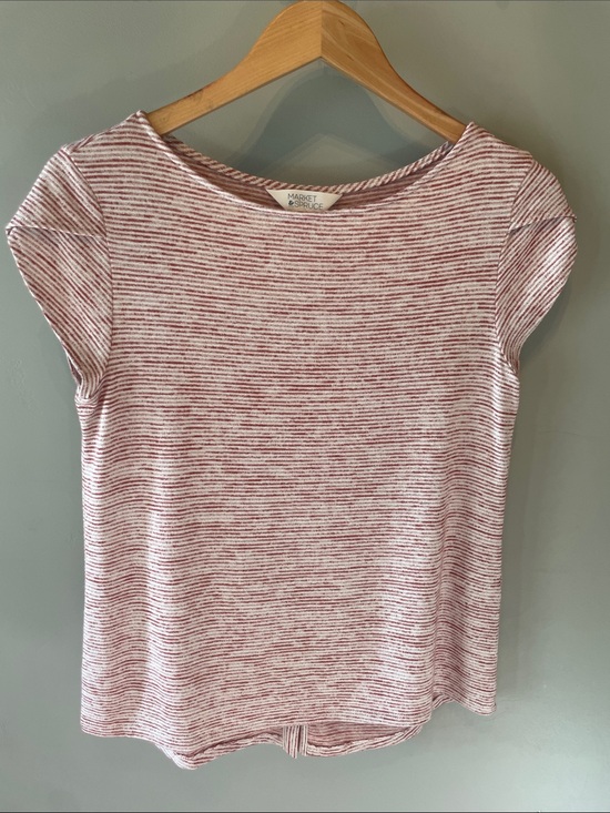 Market & Spruce Tops - Market & Spruce Women’s Heathered Rust & White Short-Sleeve Tee Size SP